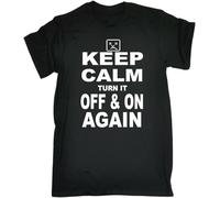 Keep Calm and Turn It Off and on Again Aware t Shirt Damen Tech Tee Top Birthday Funny Gift Manches Courtes(3X-Large)