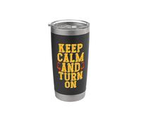 Keep Calm And Turn On Loves Woodworker Menuiserie Tournage sur bois Gobelet isotherme en acier inoxydable double paroi