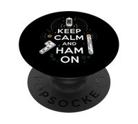 Keep Calm Ham on Radio Operator Amateur Radio Tube PopSockets PopGrip Adhésif