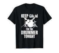 Keep Calm I'm The Drummer Tonight Rock Artist T-Shirt Graphique avec Valeur, Homme, Noir, M