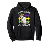 Keep Calm It's Cat Tuesday Funny Mardi Gras Sweat à Capuche