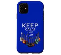 Keep Calm Just Play Guitare Musicien Coque pour iPhone 11