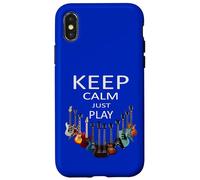 Keep Calm Just Play Guitare Musicien Coque pour iPhone X/XS