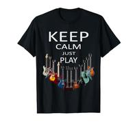 Keep Calm Just Play Guitare Musicien T-Shirt Graphique avec Valeur