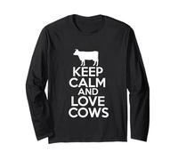Keep Calm & Love Cows - Cadeau Amusant pour Amoureux des Animaux de la Ferme Manche Longue