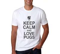 Keep Calm & Love Pugs - MensWomens Mens t Shirts Ideal for Summer Ladies Top Manches Courtes(Small)