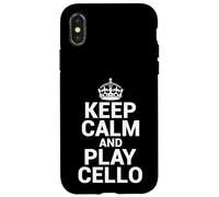 Keep Calm Play Cello Violoncello Cellist & String Virtuoso Coque pour iPhone X/XS