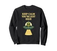 Keep Calm, You're Just High - Jeu de mots UFO Enlèvement extraterrestre Sweatshirt
