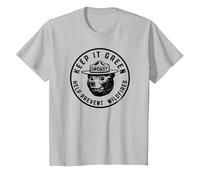 Keep It Green! Help Prevent Wildfires Vintage Smokey Bear T-Shirt, Enfant, Argent, 10 Ans