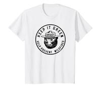 Keep It Green! Help Prevent Wildfires Vintage Smokey Bear T-Shirt, Enfant, Blanc, 3 Ans