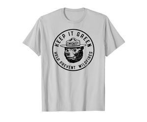 Keep It Green! Help Prevent Wildfires Vintage Smokey Bear T-Shirt, Homme, Argent, L