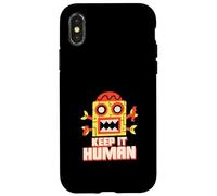 Keep It Human (déclaration Anti-AI) (Graphique Robot Amusant) Coque pour iPhone X/XS