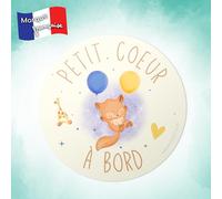 Keep’Love Autocollant Bébé à Bord Voiture, Petit Coeur à Bord, Garçon Fille Mixte, Renard, Sticker Vinyle Waterproof Résistant Pluie et Soleil, Protection UV (12,5x12,5 cm)