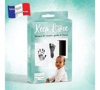 Keep’Love Kit Empreinte Bébé - Tampon Sans Encre Main et Pied - Cadeau Naissance, Souvenir Bébé à Créer, Coffret Cadeau Bébé Fille Garçon, Grand Format 12,5x8 cm, Marque Toulousaine
