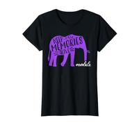 Keep Memories Alive End ALZ Elephant Alzheimer Sensibilisation à l'éléphant T-Shirt Graphique avec Valeur, Femme, Noir, XS