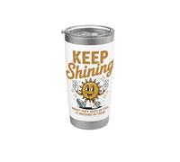 Keep Shining Retro Sunshine Positive Motivation Gobelet isotherme en acier inoxydable double paroi