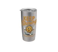 Keep Shining Retro Sunshine Positive Motivation Gobelet isotherme en acier inoxydable double paroi