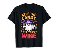 Keep The Candy I'll Take Wine Fantôme Amusant pour Halloween T-Shirt