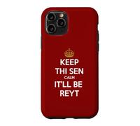 Keep Thi Sen Calm It'll Be Reyt Yorkshire Dialect Blanc Texte Coque pour iPhone 11 Pro