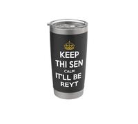 Keep Thi Sen Calm It'll Be Reyt Yorkshire Dialect Blanc Texte Gobelet isotherme en acier inoxydable double paroi