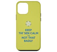 Keep Thi Sen Calm Tha Not That Badly Yorkshire Dialect Bleu Coque pour iPhone 12 Mini