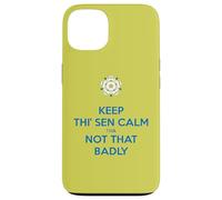 Keep Thi Sen Calm Tha Not That Badly Yorkshire Dialect Bleu Coque pour iPhone 13