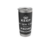 Keep Thi Sen Calm Thas From Yorkshire Dialect Blanc Gobelet isotherme en acier inoxydable double paroi
