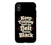 Keep Training Karaté Judo Ceinture pour Arts Martiaux Noir Coque pour iPhone X/XS
