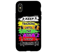 Keep Training Until The Belt Turns Black Retro Karate Coque pour iPhone X/XS