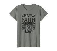 Keep Your Faith High And Squats Low Christian Gym Jésus T-Shirt