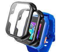 Keepamor 2 Packs de protecteurs d'écran compatibles avec la Montre VTech Kidizoom Smartwatch DX2 avec Verre trempé pour Enfants, étui en PC Dur avec Couverture complète pour garçons et Filles, Noir*2