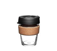 KeepCup BCBLA12 Brew Gobelet réutilisable en verre résistant aux éclaboussures trempé avec bande en liège Noir 350 ml