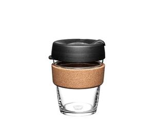 KeepCup BCBLA12 Brew Gobelet réutilisable en verre résistant aux éclaboussures trempé avec bande en liège Noir 350 ml