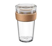 KeepCup Brew Cork Quicksip - Tasse à café réutilisable en verre trempé de 454 ml, bande en liège naturel avec couvercle transparent anti-déversement