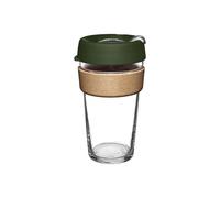 KeepCup Brew Cork - Tasse à café réutilisable en verre trempé et liège naturel, L 454 ml, pin