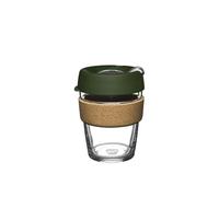 KeepCup Brew Cork - Tasse à café réutilisable en verre trempé et liège naturel, M 340 ml, pin