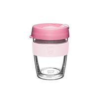 KeepCup Longplay - Tasse à café réutilisable, en verre à double paroi avec manchon amovible et couvercle anti-éclaboussures - 454 ml - Rose
