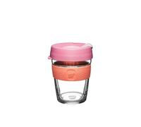 KeepCup Tasse à café réutilisable en verre trempé et couvercle anti-éclaboussures, taille moyenne 340 ml, mandarine