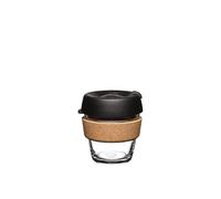 KeepCup Tasse à café réutilisable en verre trempé et liège naturel, taille XS 6oz / 177 ml, noir