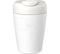KeepCup Tasse de voyage Commuter - Tasse à café isotherme réutilisable en acier inoxydable avec couvercle à rabat anti-déversement, 340 ml, blanc os