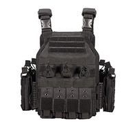 keepdo YAKEDA PHANTOM Gilet Tactique, Veste Porte Plaque Molle Modular Tactical Vest, Plate Carrier Combat Militaire pour Airsoft Paintball CS, Activités Extérieures, Chasse, Pêche, Randonnée Noir