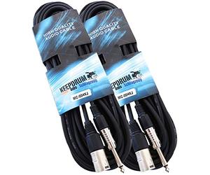 keepdrum 2 câbles audio MC-004XJ 10 m XLR mâle - Jack 6,3 mm + serre-câbles Velcro (60 cm)