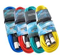 keepdrum 4 x Set de câble 6 m Micro XLR 4 couleurs rouge bleu vert jaune