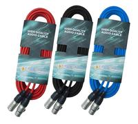 keepdrum DMX Kabel Câble d'éclairage XLR 3 broches 15 m Rouge Bleu Noir