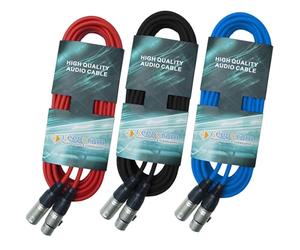 keepdrum DMX Kabel Câble d'éclairage XLR 3 broches 15 m Rouge Bleu Noir