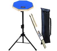 keepdrum DP-BL Pad pour batterie avec support et sac de transport et baguettes de batterie bleu 8