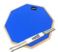 keepdrum DP-BL12 Lot de 2 pads d'entraînement pour batterie Bleu 12" + baguettes naturelles