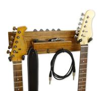keepdrum GS039E Support Mural pour Deux Guitares et Accessoires Support Double pour Guitare Ebony