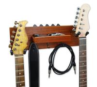 keepdrum GS039M Double support mural en acajou pour deux guitares et accessoires