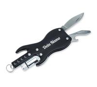 keepdrum KDMT-BK Porte-clés personnalisable en forme de guitare multifonction Noir avec texte personnalisable